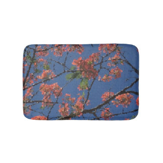 Tapete De Banheiro Tecido Floral, Azul