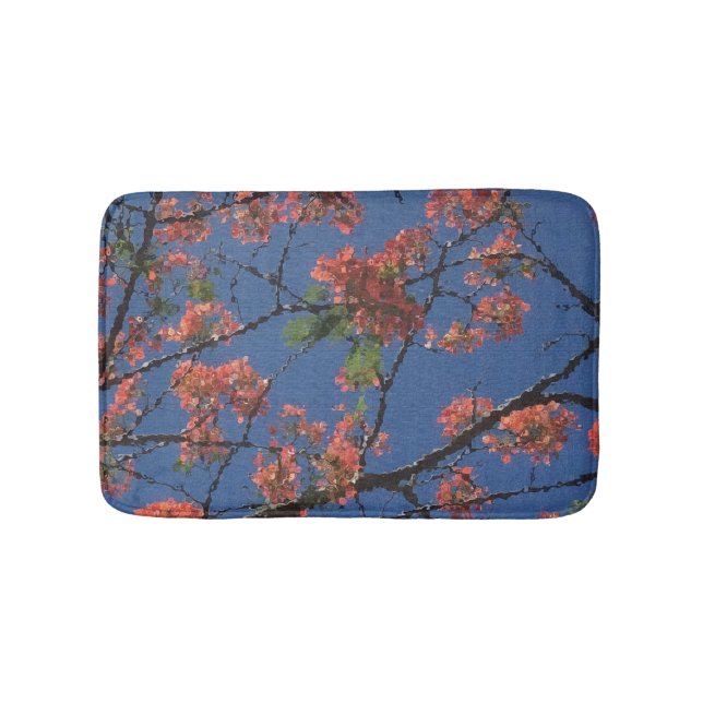 Tapete De Banheiro Tecido Floral, Azul (frente)