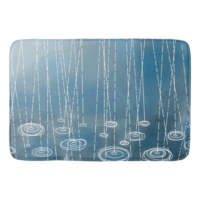 Tapete De Banheiro Tempestade de chuva azul (Frente)