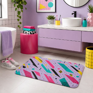 Tapete De Banheiro Tensão Pastel Memphis Rosa Verde-água Retro