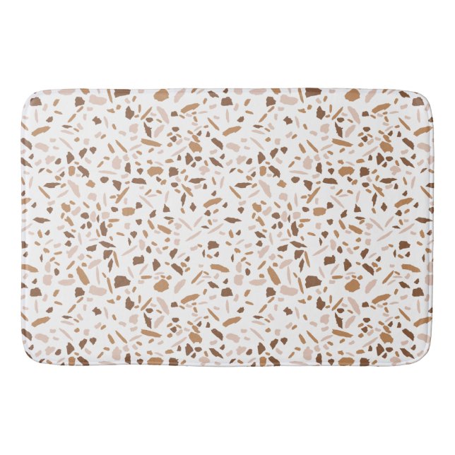 Tapete De Banheiro Terrazzo Marrom e Bege e Branco (Frente)