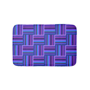 Tapete De Banheiro Teste padrão azul e roxo do weave das listras