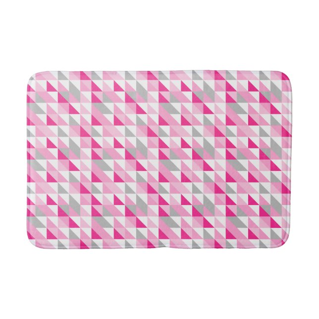 Tapete De Banheiro Teste padrão cinzento branco cor-de-rosa (Frente)