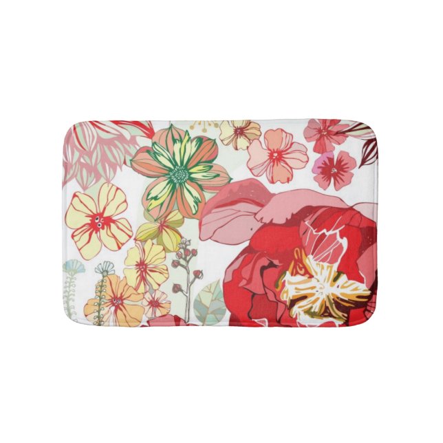 Tapete De Banheiro Teste padrão com flores vermelhas (frente)