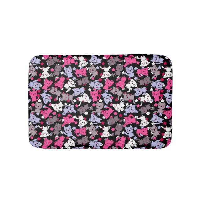Tapete De Banheiro teste padrão com os gatos bonitos 3 do doodle do (frente)