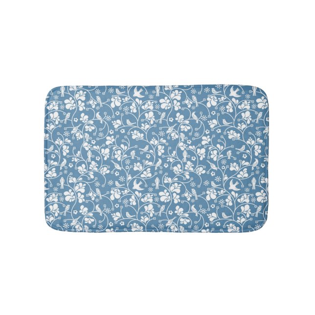 Tapete De Banheiro teste padrão com pássaros e ornamento das plantas (frente)