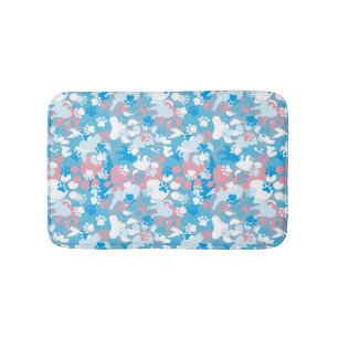 Tapete De Banheiro Teste padrão cor-de-rosa e azul do cão da