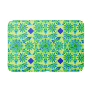 Tapete De Banheiro Teste padrão da mandala, turquesa, azul, verde