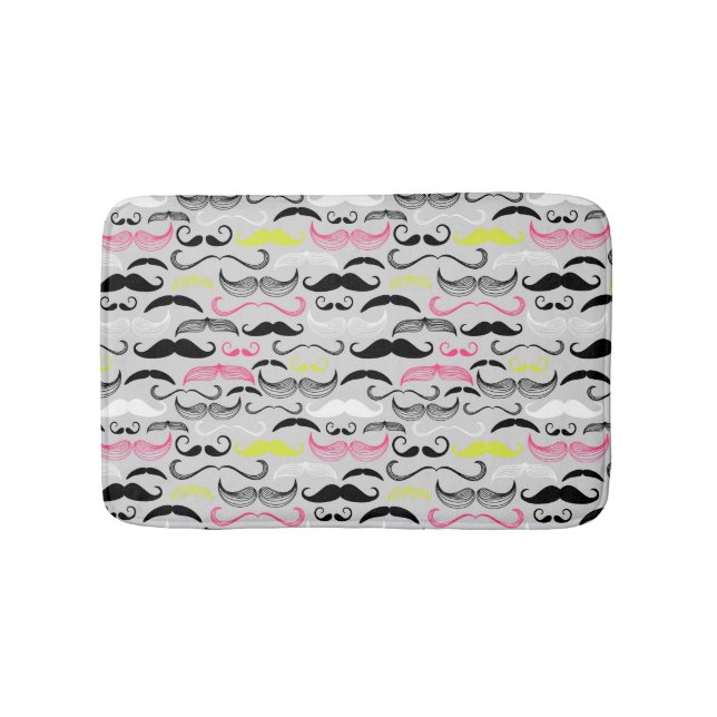 Tapete De Banheiro Teste padrão do bigode, estilo retro (frente)