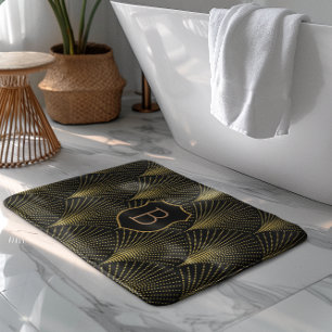 Tapete De Banheiro Teste padrão Dourado do art deco com monograma