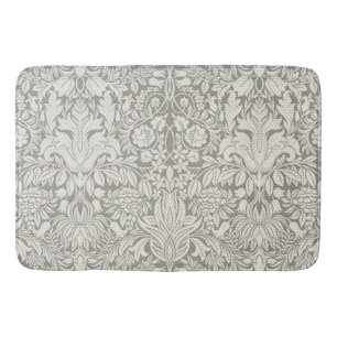 Tapete De Banheiro Teste padrão floral do damasco branco simples