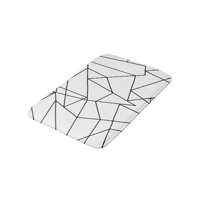 Tapete De Banheiro Teste padrão geométrico preto e branco moderno (Angulado)