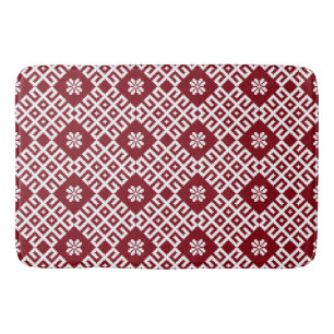 Tapete De Banheiro Teste padrão letão Báltico tradicional vermelho