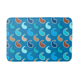 Tapete De Banheiro Teste padrão moderno de Paisley, azul Cerulean,