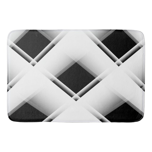 Tapete De Banheiro Teste padrão preto e branco (Frente)