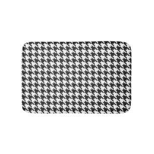 Tapete De Banheiro Teste padrão preto e branco de Houndstooth