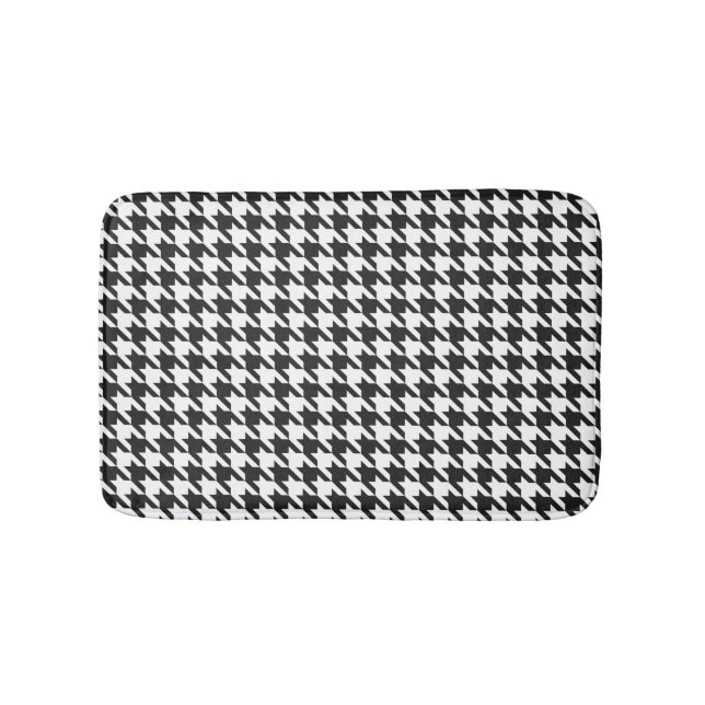 Tapete De Banheiro Teste padrão preto e branco de Houndstooth (frente)