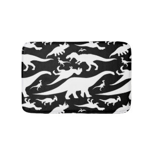 Tapete De Banheiro Teste padrão preto e branco do dinossauro