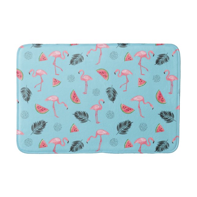 Tapete De Banheiro Teste padrão tropical na moda do flamingo & da (Frente)