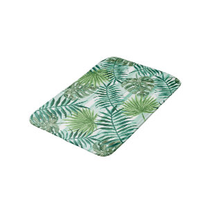 Tapete De Banheiro Teste padrão verde tropical retro das folhas de
