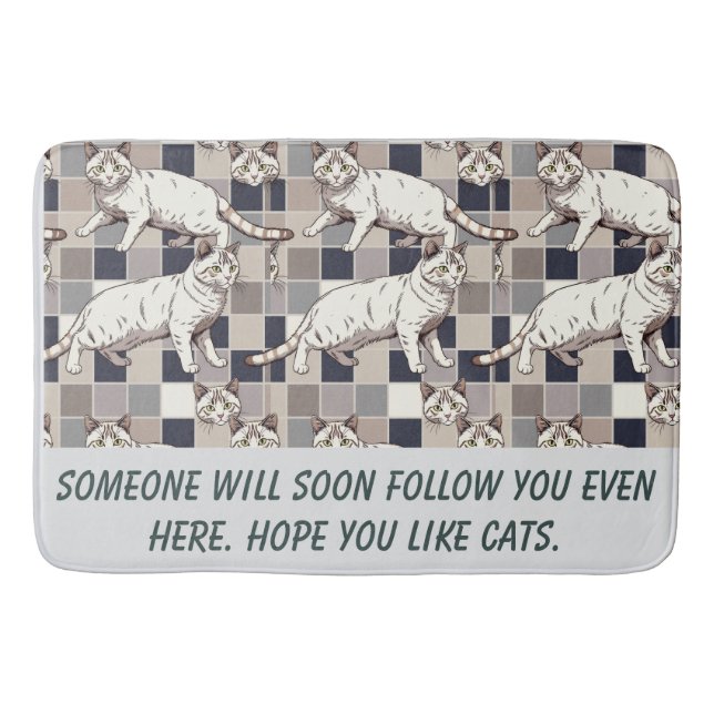 Tapete De Banheiro texto de humor de foto de gato (Frente)