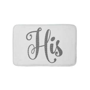 Tapete De Banheiro Texto Moderno Preto e Padrão Geométrico Branco