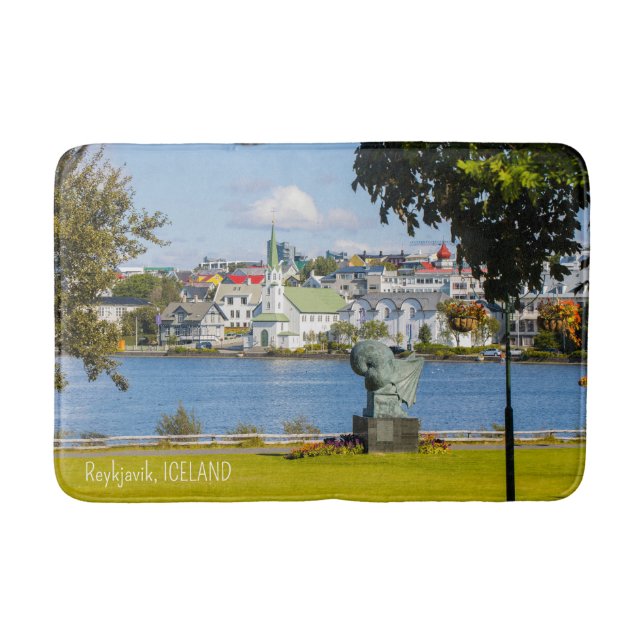 Tapete De Banheiro Texto Personalizado Reiquiavique, Islândia (Frente)