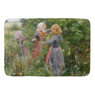 Tapete De Banheiro Three Girls Picking Blackberry (por Brendekilde)