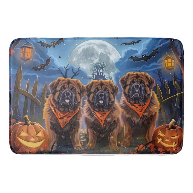 Tapete De Banheiro Tibetano Mastiff Halloween Spooky (Frente)