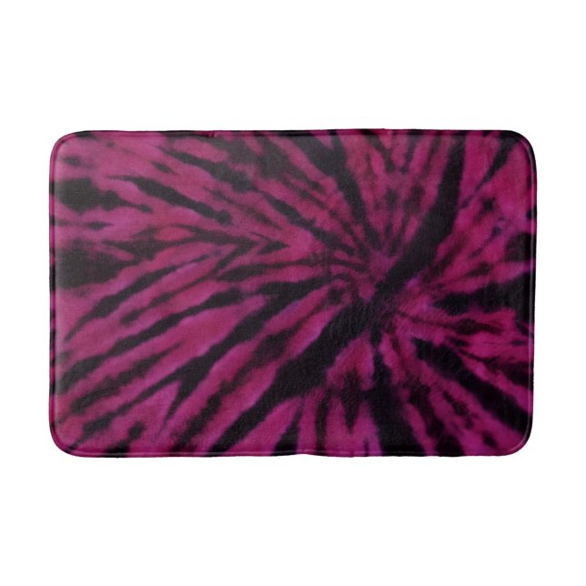 Tapete De Banheiro Tie-Dye Purple Pink Black Hippie Retro Pattern  (Frente)