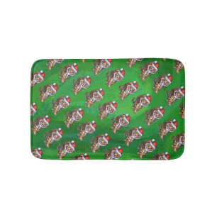 Tapete De Banheiro Tiger Christmas On Green
