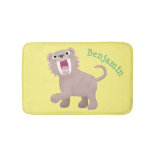 Tapete De Banheiro Tigre Dentes de Sabre Smilodon Cartoon Fofo