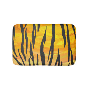 Tapete De Banheiro Tigre Impressão de preto e laranja