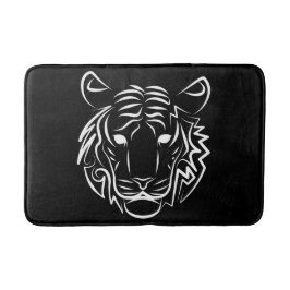 Tapete De Banheiro Tigre Tribal Preto e Branco