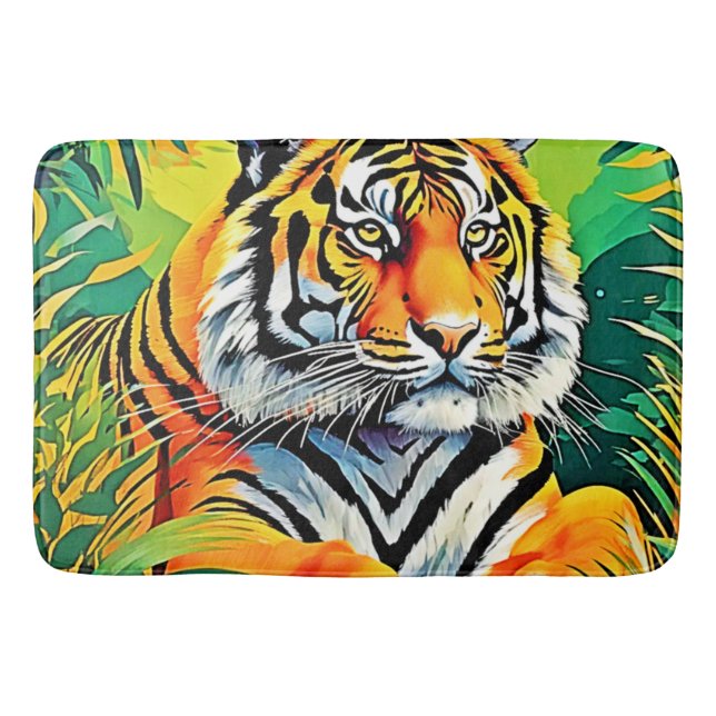 Tapete De Banheiro Tigre Tropical (Frente)