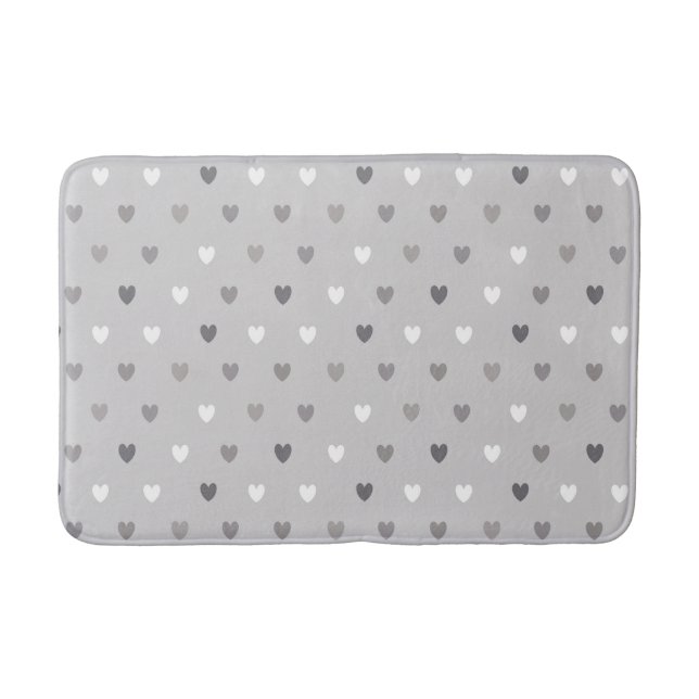 Tapete De Banheiro Tiny polka coração em tons de cinza (Frente)