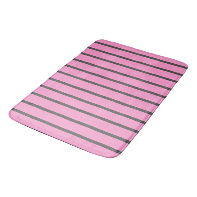 Tapete De Banheiro Tiras cor-de-rosa e Cinzas (Angulado)