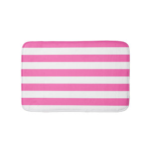 Tapete De Banheiro Tiras rosa-quente e brancas