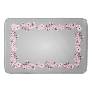 Tapete De Banheiro Toalha de Mesa Flor de Cerejeira Rosa Cinza