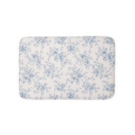 Tapete De Banheiro Toile Buquê Floral Azul Creme Botânico Vintage