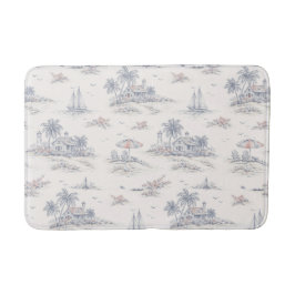Tapete De Banheiro Toile de Jouy Azul Costeira