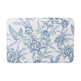 Tapete De Banheiro Toile de Jouy Azul Francês