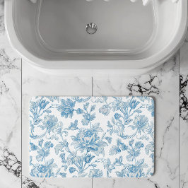 Tapete De Banheiro Toile-de-jouy Chinoiseries padrão floral azul
