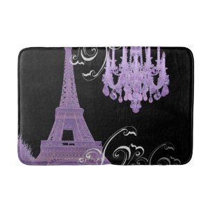 Tapete De Banheiro torre de retro de moda roxa paris effel