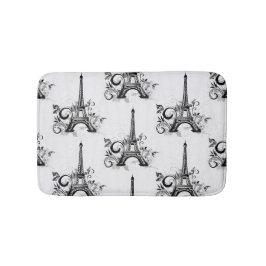 Tapete De Banheiro Torre Eiffel Elegante Paris Negro Branco Flourado