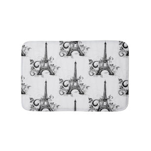 Tapete De Banheiro Torre Eiffel Elegante Paris Negro Branco Flourado