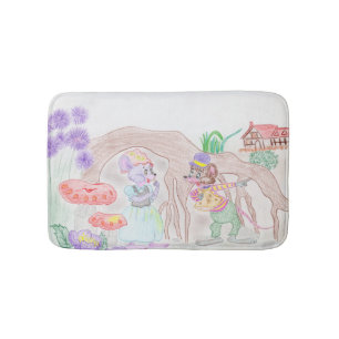 Tapete De Banheiro Trabalho de arte de Crianças Personalizadas, dois