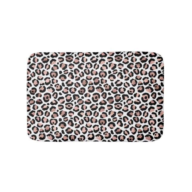 Tapete De Banheiro Trendência Chita rosa Dourada de Leopardo Negro (frente)