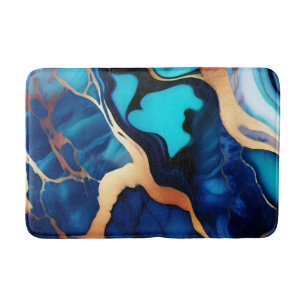 Tapete De Banheiro Trendy Blue Dourado mármore azul amarelo