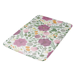 Tapete De Banheiro Trendy Floral Padrão Amarelo Cor-de-rosa Púrpura V